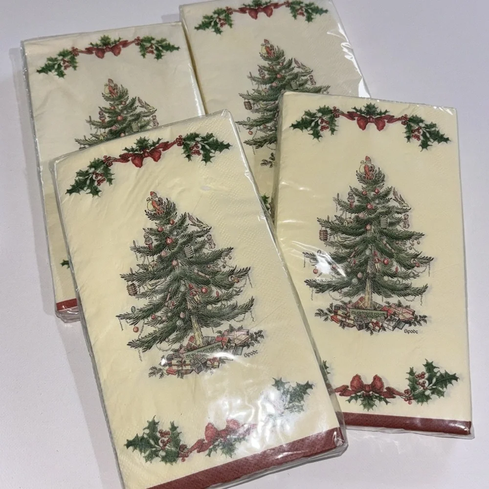 Spode Dinner Napkins 2006 Spode Christmas Tree Napkins Set Set of 4 NEW VTG